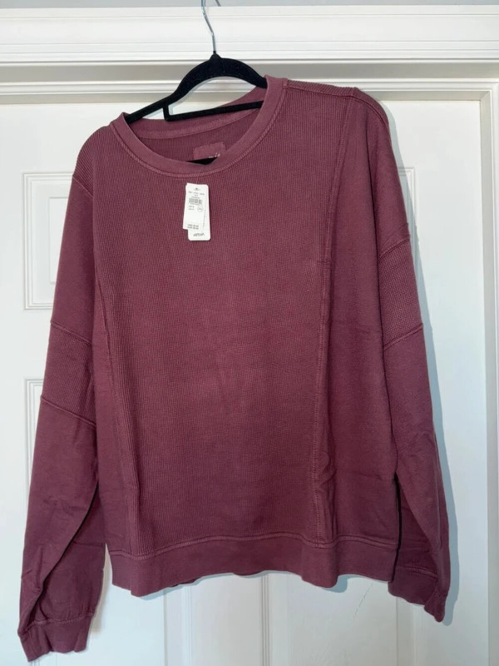 Aerie Unwind waffle long sleeve tee Royal Berry small NWT
